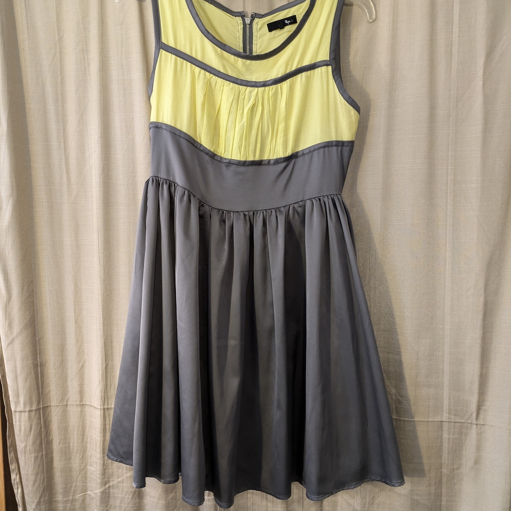 Yellow and Gray Sleeveless Dress